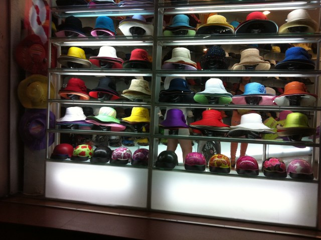 Hanoi Vietnam luxury hat shop at night