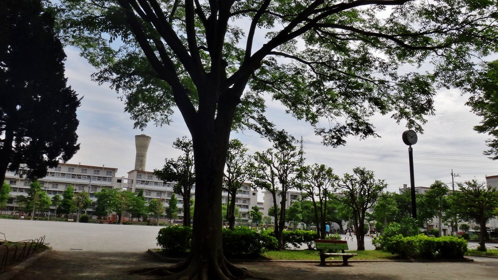 tokyo water tower apartment complex and park